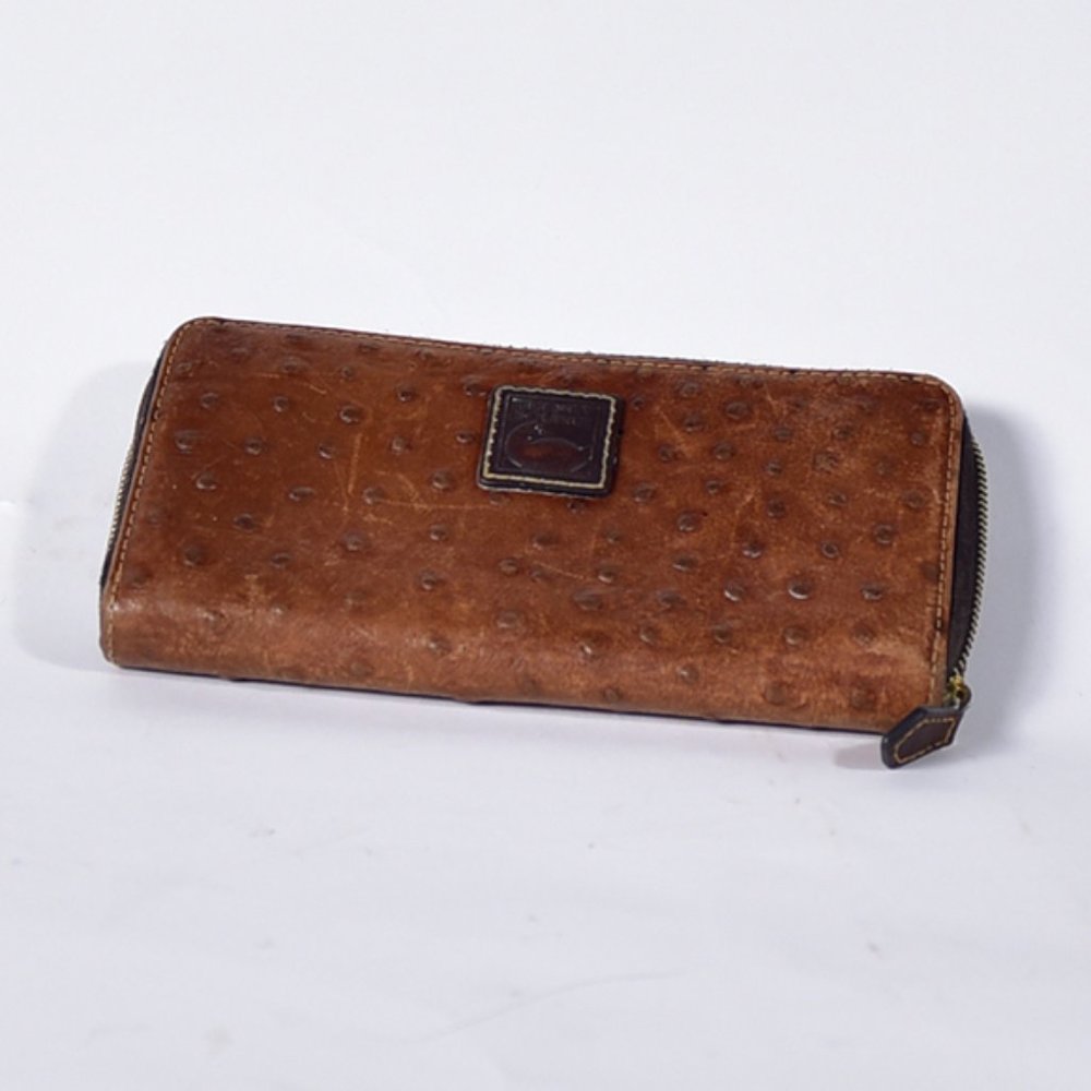 Vintage Dooney & Bourke Ostrich Zip Around Wallet